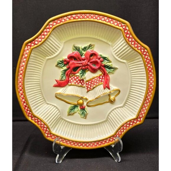 Vintage Fitz & Floyd Essentials Collection Christmas Holiday Bells Canape Plate - Picture 1 of 7